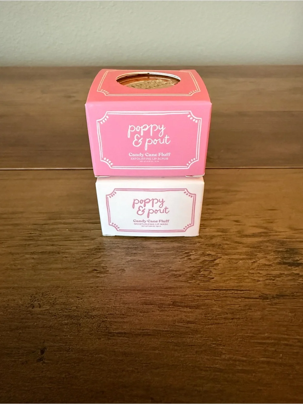 Poppy & Pout Candy Cane Fluff Moisturizing Lip Mask and Lip Scrub